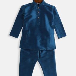 VASTRAMAY SISHU Turquoise Blue Straight Fit Kurta Set-image-31