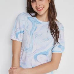 AND White & Blue Tie - Dye Top-image-49