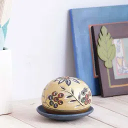 VarEesha Earthen Sparkle Golden & Blue Terracotta Lantern Lamp Tea Light With Plate-24