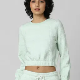 Only Mint Cotton Textured Crop Sweatshirt-image-39