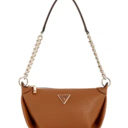 Guess Cognac Solid Meridian Top Zip Shoulder Bag-picture-27