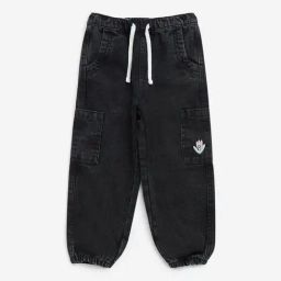 HOP Kids by Westside Black Mid-Rise Cargo-Style Joggers-image-69