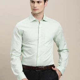 Turtle Sea Green Cotton Slim Fit Dobby Shirt-image-99