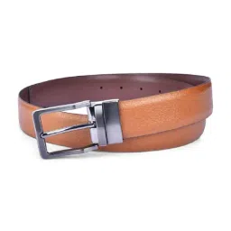 BELWABA Brown & Tan Textured Formal Leather Belt for Men-image-13