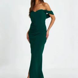 Quiz Green Plain Dress-picture-29