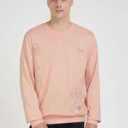 Guess Peach Cotton Regular Fit Print Sweatshirt-image-5