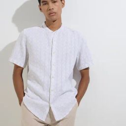 ETA by Westside White Geometric Design Relaxed-Fit Shirt-43