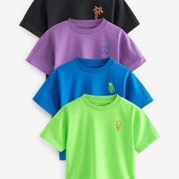 NEXT Boys Set of 4 Drop-Shoulder Monochrome T-shirt-image-41