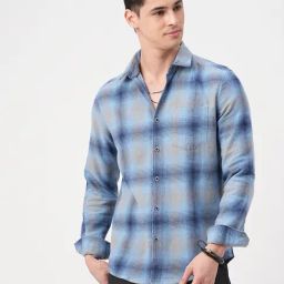 VASTRADO Core Fashion Blue Regular Fit Checks Shirt-picture-28