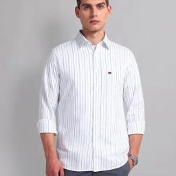 AD by Arvind Multicolor Slim Fit Striped Shirt-image-79