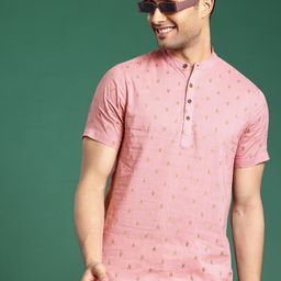 Sangria Men Mandarin Collar Pure Cotton Casual Shirt-image-90