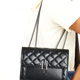 Styli Black Quilted Cross Body Bag-image-74