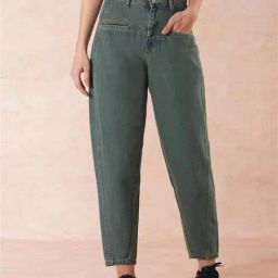 Globus Grey Denim Solid Relaxed Fit High Rise Jeans-image-47