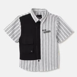 Blue Giraffe Boys Black Stripes Shirt-image-83