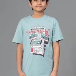 Red Tape Kids Unisex Green Cotton Printed T-Shirt-image-85