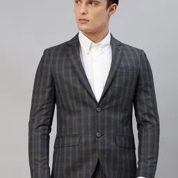 Givo Notched Lapel Checked Single-Breasted Formal Blazer-image-33