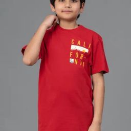 Red Tape Kids Unisex Red Cotton Printed T-Shirt-image-90