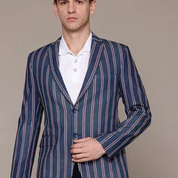 ESSAS club Striped Denim Single-Breasted Slim Fit Casual Blazer-19