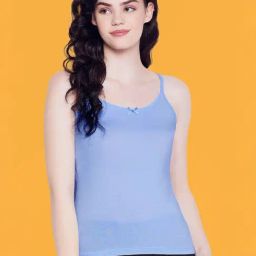 Clovia Light Blue Cotton Solid Camisole-image-41