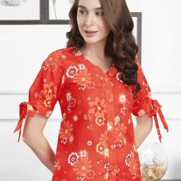 SELVIA Orange Printed Top-image-65