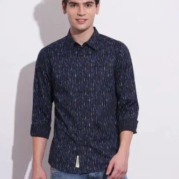 Being Human Blue Slim Fit Printed Shirt-image-73