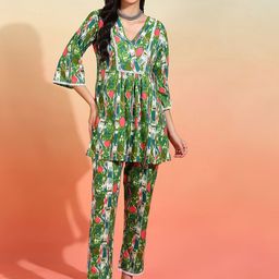 mokshi Printed Tunic With Trouser Co-Ords-picture-1