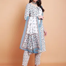 Pahiya Women Floral Printed Regular Pure Cotton Kurta with Trousers & With Dupatta-picture-53
