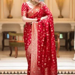 Jinal & Jinal Floral Zari Art Silk Banarasi Saree-image-75