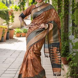 Anouk Rustic Striped Woven Design Chanderi Cotton Silk Saree With Blouse Piece-picture-39