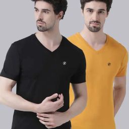 Friskers Black & Mustard Cotton Slim Fit T-Shirt-image-65