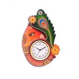 eCraftIndia KWC640 Turban Lord Ganesha Colorful Wooden Handcrafted Wooden Wall Clock-image-47