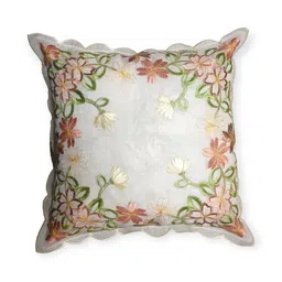 MONKDECOR Brown & Green Floral Embroidered Square Cushion Covers-image-85