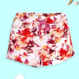 Kiddopanti Girls Multi Colour Red Cotton Regular Fit Printed Shorts-image-41