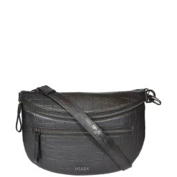 SASSORA Rosa Black Textured Medium Cross Body Bag-35