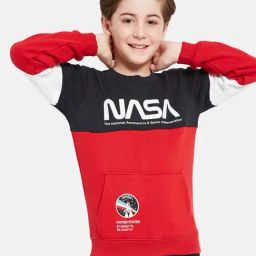 Octave Kids Red & Black Color Block Full Sleeves Sweatshirt-picture-17