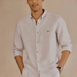 Andamen Grey Linen Slim Solid Shirt-image-99