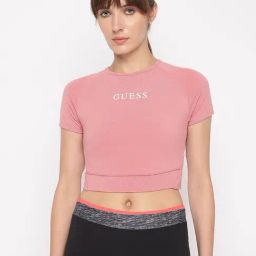 Guess Pink Cotton Solid Tops-picture-15