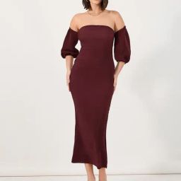 Styli Burgundy Solid A-Line Dress-13