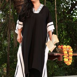 Instafab Plus Women Plus Size Solid Kaftan Kurta with Palazzos-picture-15