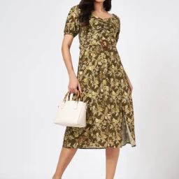 Honey by Pantaloons Green Print Dress-image-64