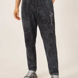 Styli Black Cotton Slim Fit Trackpants-picture-4
