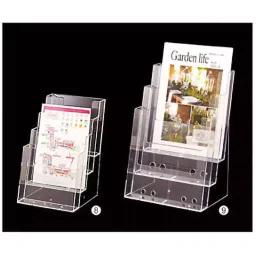 AS ONE Multistage Brochure Stand W23.7×D18.6×H34 cm Transparent Polystyrene Resin, 61-211-3-9-32