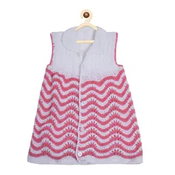 LITTLE CROCHE CREATIONS Girls Striped Printed Peter Pan Collar Front-Open Sweaters-picture-20