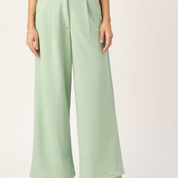 Zastraa Women Relaxed Straight Leg Flared High-Rise Pleated Trousers-image-21