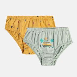 MINIKLUB Boys Orange & Green Printed Briefs (Pack Of 2)-image-67