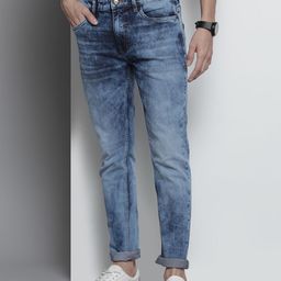 The Indian Garage Co Men Blue Slim Fit Light Fade Stretchable Jeans-image-40