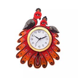 eCraftIndia KWC645 Handcrafted Papier-Mache 2 Peacocks Decorative Wall Clock-image-41