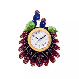 eCraftIndia KWC646 Handcrafted Papier-Mache 2 Peacocks Decorative Wall Clock-image-87