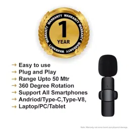 TECHNOVIEW 360 Degree 2.4 Ghz Omnidirectional Lavalier K8 Wireless Microphone Plug & Play Mic image 4