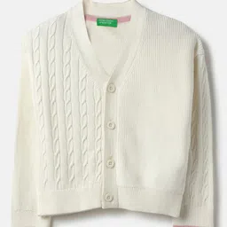 United Colors of Benetton Girls V-Neck Pure Cotton Cardigan-picture-7